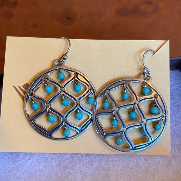 Silpada V W1682 Blue Howlite Earrings .925 Dangle Turquoise Look - Picture 2 of 2